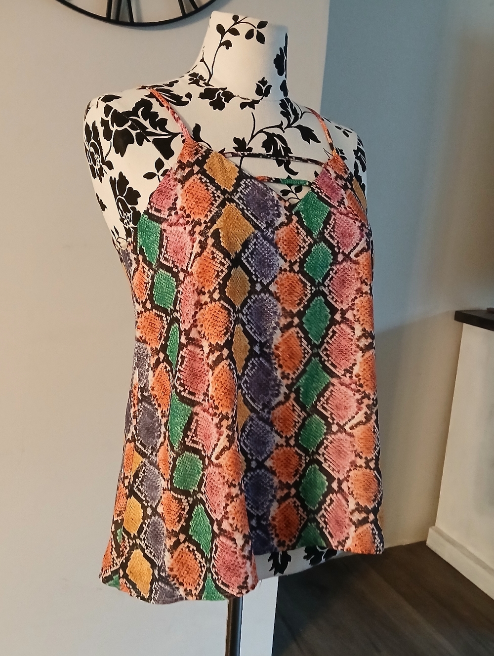 Peach Love California Multicolor Snake-Print Spaghetti Strap Cami